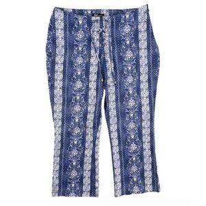 VTG,90s INC International Concepts Blue and White Chino Stretch Pants Size 12